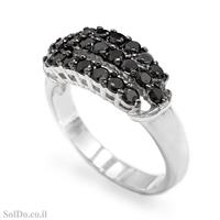 טבעת מכסף משובצת אבני זרקון שחורות RG6057 | תכשיטי כסף | טבעות כסף
