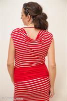 שמלת הריון פסים אדום לבן תינוק מציץ עם פטנט החגורה המתקפלת