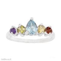 טבעת מכסף משובצת אבני חן RG6291 | תכשיטי כסף 925 | טבעות כסף