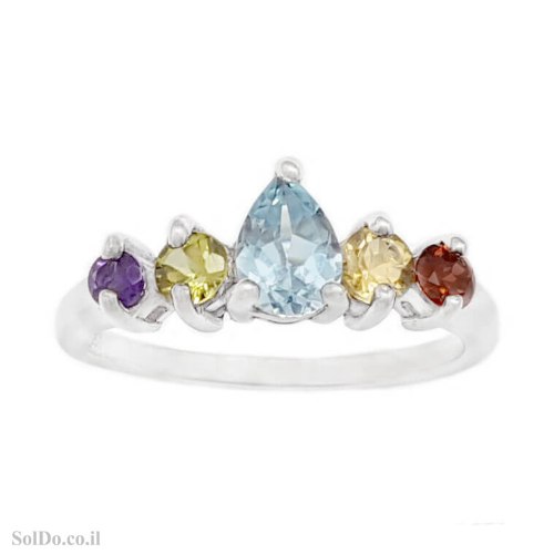 טבעת מכסף משובצת אבני חן RG6291 | תכשיטי כסף 925 | טבעות כסף