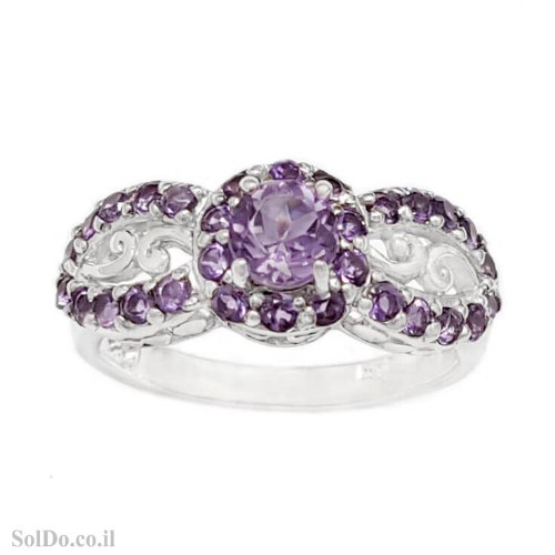 טבעת מכסף משובצת אבני אמטיסט RG6293 | תכשיטי כסף 925 | טבעות כסף
