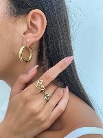 עגילי חישוק עבה XL זהב 14K