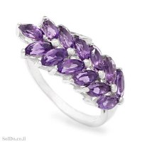 טבעת מכסף משובצת אבני אמטיסט  RG6310 | תכשיטי כסף 925 | טבעות כסף