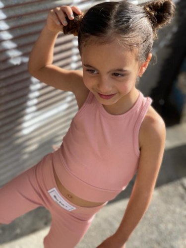 סט טייץ וטופ ריפ MISS KIDS ורוד 2-16