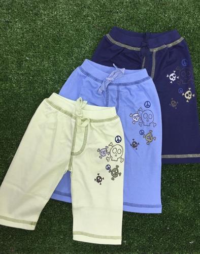 מארז שלישיית מכנסי טריקו כחול נייבי-כחול-צהוב בננה