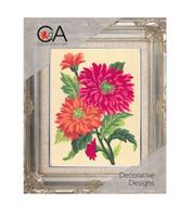 גובלן ריקמה  CDA - חרציות ורוד כתום K3000