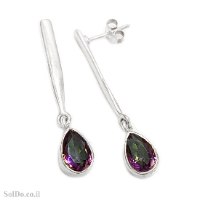 עגילים מכסף תלויים משובצים מיסטיק טופז  A8992 | תכשיטי כסף | עגילי כסף