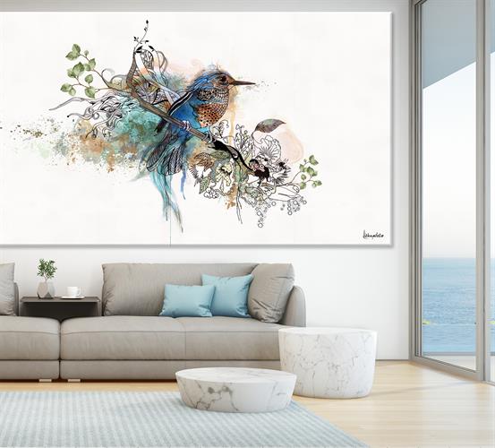 ציפור כחולה על קנבס