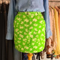 חצאית ג'ינס ירוקה פרחונית מידה S