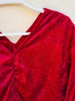 שמלת קטיפה מיני אדומה XS/S