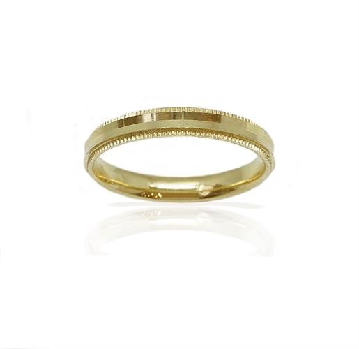 טבעת נישואין עדינה עם עיטורי מילגרין בצדדים  בזהב 14 קרט- דגם M216