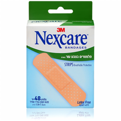 Nexcare  פלסטרים בצבע עור נושמים 48 יחידות בגודל אחיד