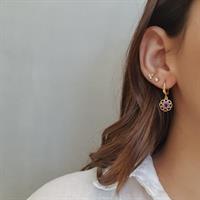 עגילי זהב נתלים עם אמטיסט סגולה