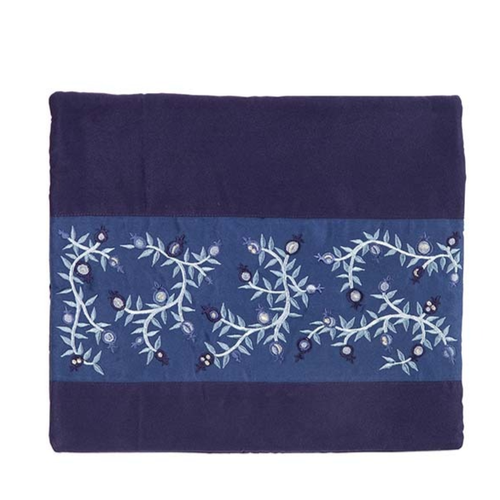 כיסוי לטלית רקום 2 בדים רימונים פס כחול