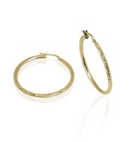 עגילי חישוק בינוניים עם חריטת לייזר 3.5 סמ מזהב אמיתי 14 קראט