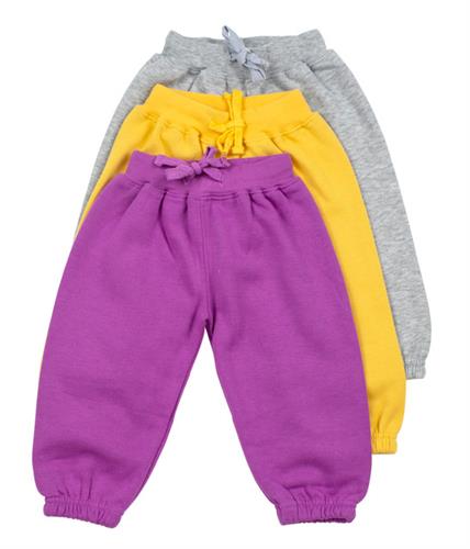 שלישיית מכנסי פוטר גומי אפור-צהוב-סגול