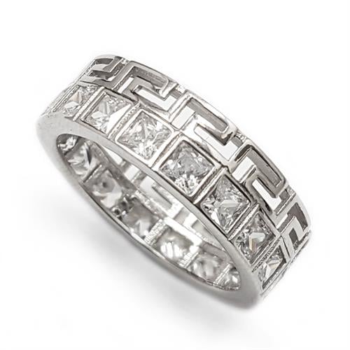 טבעת כסף רחבה משובצת אבני זרקון מרובעות RG5773 | תכשיטי כסף | טבעות כסף