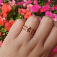 טבעת כדורים שתי שורות ירח וכוכב יהלומים בזהב 14 קראט