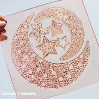 ירח מרוקאי תפילילה גדול ובינוני לקישוט עוגה 13 ס"מ 8 ס"מ וכוכבים| קישוט טופר לעוגה|  חדש מאתי דבש