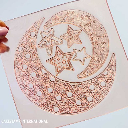 ירח מרוקאי תפילילה גדול ובינוני לקישוט עוגה 13 ס"מ 8 ס"מ וכוכבים| קישוט טופר לעוגה|  חדש מאתי דבש
