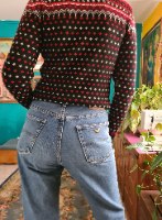 קרדיגן סקנדינבי באדום ושחור מידה S/M