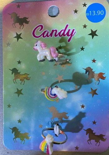 candy סט 3 טבעות -חד קרן,קשת,כוכב נופל