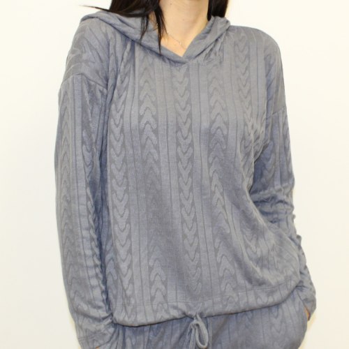 חולצה קפוצ'ון קשירה במותן אפור