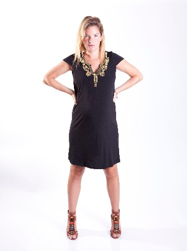 שמלת הריון ריקמה זהב