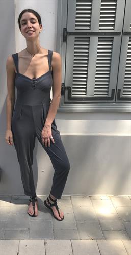 אוברול סריג אפור כהה