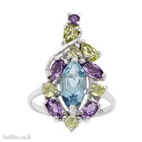 טבעת מכסף משובצת אבני חן RG6292 | תכשיטי כסף 925 | טבעות כסף