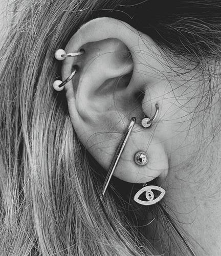 עגילי עין פירסינג כסף