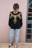 סוודר שחור גרנדיוזי שנדלירי זהב מידה L/XL