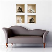 רביעיית פסלים שחור לבן