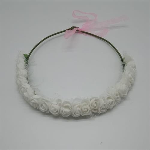 זר ראש פרחוני שורה לבן