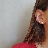 עגילי זרקון מטפסים קטנטנים זהב לבן זהב 14 קרט