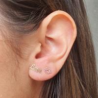 עגילי זהב אהבה LOVE