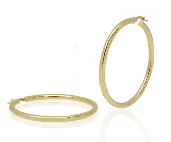 עגילי חישוק 5.5 סמ מזהב אמיתי 14 קראט