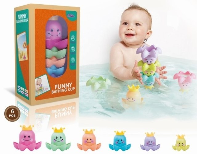 משחק לאמבטיה שישיית תמנונים צבעוניים Pit Toys