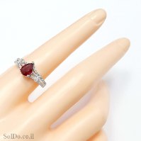 טבעת מכסף משובצת אבן רובי אדומה ואבני זרקון RG1705 | תכשיטי כסף 925 | טבעות כסף