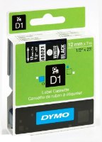 סרט סימון לבן על רקע שחור Dymo S0720610 D1 45021 Tape 12mmx7m