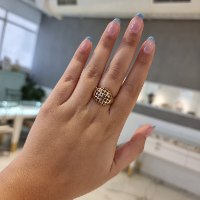 טבעת זהב רשת ואבני חן