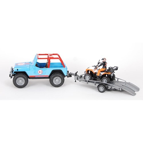 ג׳יפ שטח + עגלה וטרקטורון מבית bruder