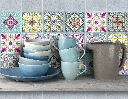 מדבקות לאריחים 15*15 ס''מ סגול עמוק דגם 1285