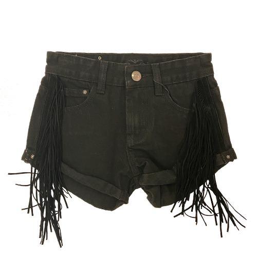 שורט ג׳ינס שחור פרנזים ORO