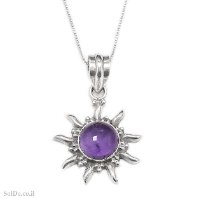 תליון מכסף משובץ אבן אמטיסט T9023 | תכשיטי כסף