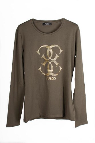 טישירט לוגו זהב GUESS ירוק