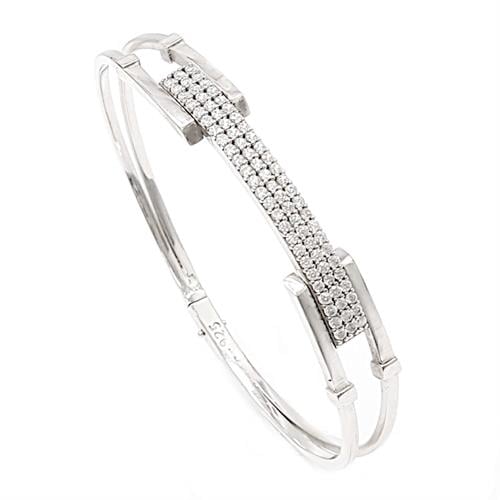 צמיד כסף קשיח משובץ אבני זרקון  Z3049 | תכשיטי כסף 925 | צמידי כסף