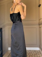 חצאית מעטפת - סאטן משי שחור