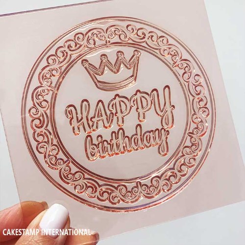 תבנית טופר HAPPY B DAY עם כתר עגולה מסולסלת 10 ס"מ| קישוט טופר לעוגה|  חדש מאתי דבש