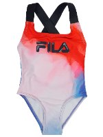 בגד ים שלם טאי דאי אדום כחול FILA - מידות 6 חודשים עד 8 שנים